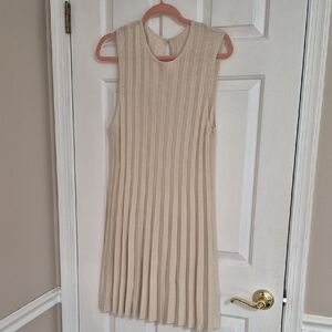 J. Crew Cream Sleeveless Pleated Dress